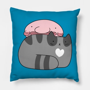 Blue Tabby Cat and Blobfish Pillow