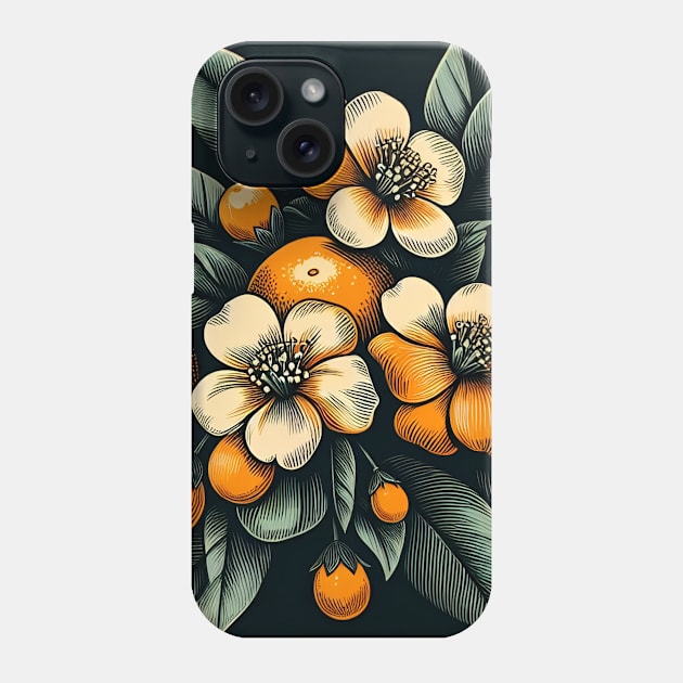 Orange Floral Illustration Phone Case by Jenni Arts