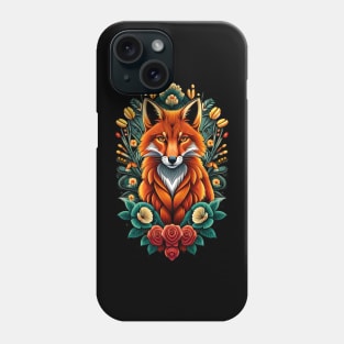 Fox and flowers tattoo style 15 Phone Case