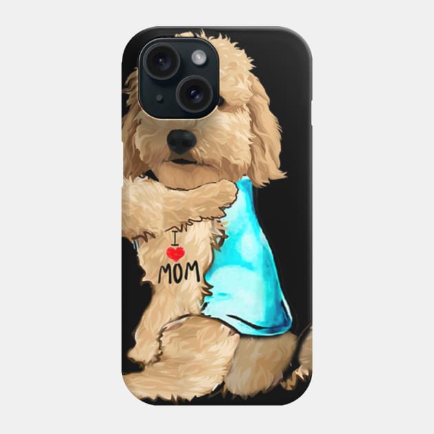 Funny Dog Goldendoodle I Love Mom Tattoo Shirt Dog NotebookFunny Dog Goldendoodle I Love Mom Tattoo Shirt Dog Notebook Phone Case by Danielss