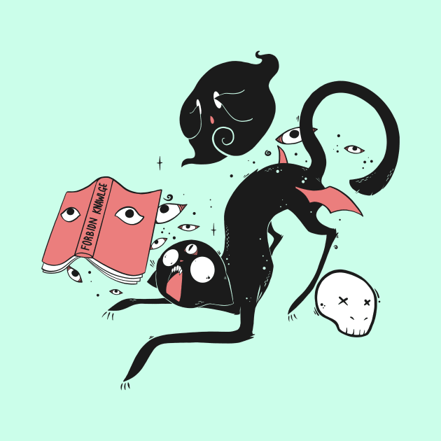 Funny Cute Black Cat With Witch Book by cellsdividing