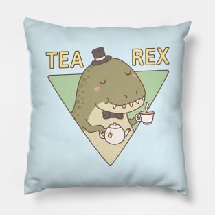 Cute Dinosaur Tea Rex Trex Pun Pillow