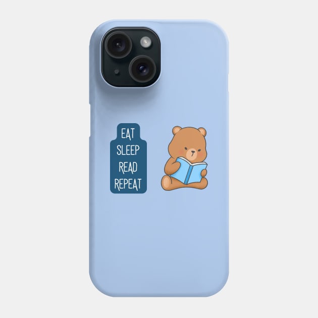 Cute teddy bear reading a book Phone Case by Mia