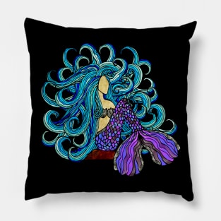 Blue Mermaid Pillow