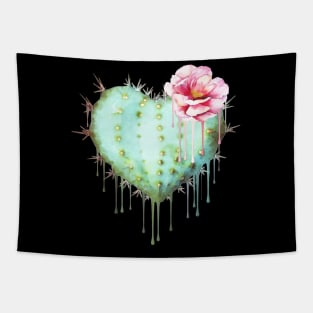 Cactus heart watercolor purple flower Tapestry