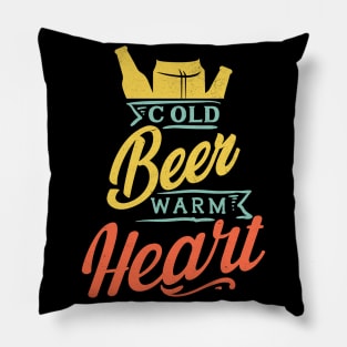 Cold Beer Warm Heart Pillow