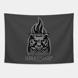 Gray Mechanic Workshop Tiger Tapestry