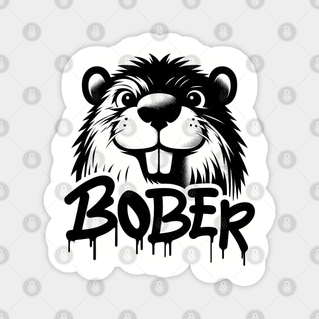 Funny Polish Internet Meme Bobr Bober Kurwa Beaver Graffiti Art Magnet by TenchiMasaki