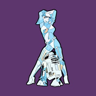 Sexy Blue girl with robot T-Shirt