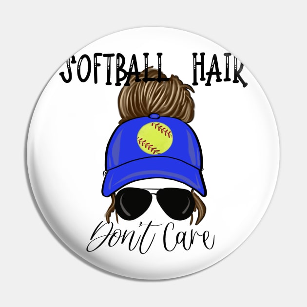 Softball Hair Don’t Care Girl Messy Bun in Cap Pin by Sheila’s Studio