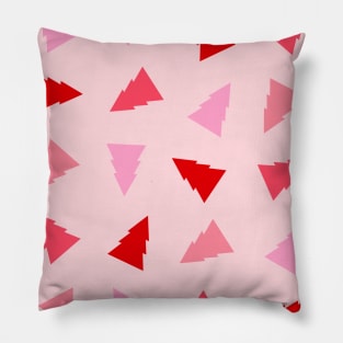 Christmas Holidays, Pink and Red Trees Pillow