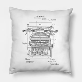 Type Writing Machine Vintage Patent Hand Drawing Pillow