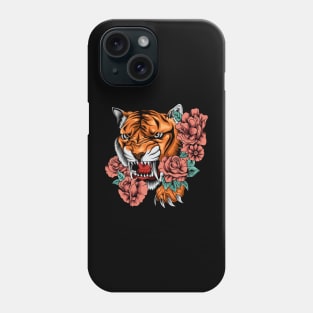 Roaring Tiger and Flower Phone Case