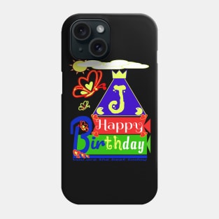 Happy Birthday Alphabet Letter (( J )) You are the best today Phone Case