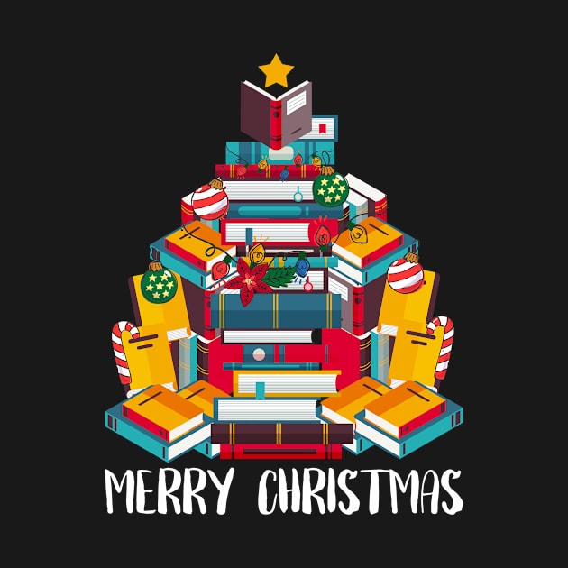 Christmas Tree Book Reading Librarian Bookworm by shirtsyoulike