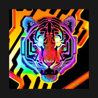 Trippy Psychedelic Neon Tigers 11 T-Shirt