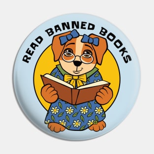 Read Banned Books Dog Pin