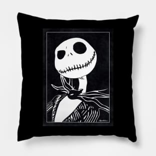 JACK SKELLINGTON - The Nightmare Before Christmas (Black and White) Pillow