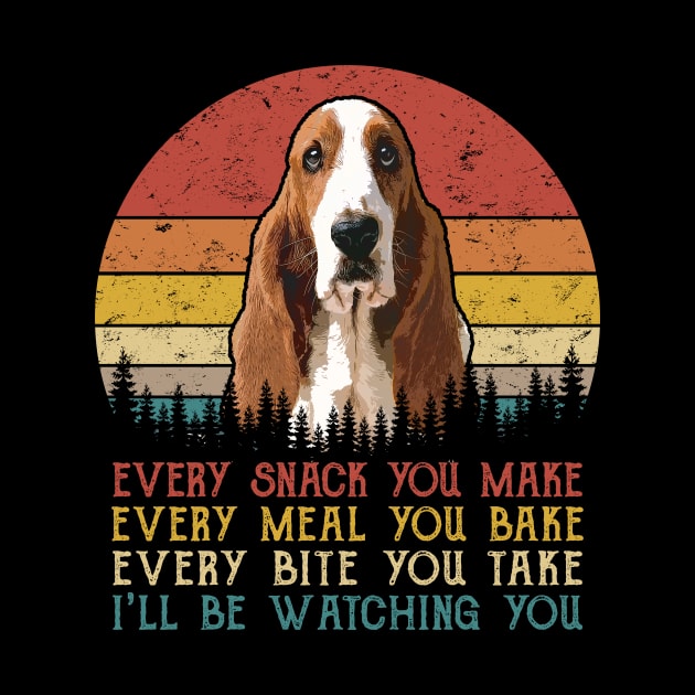 Retro Basset Hound Every Snack You Make Every Meal You Bake by SportsSeason