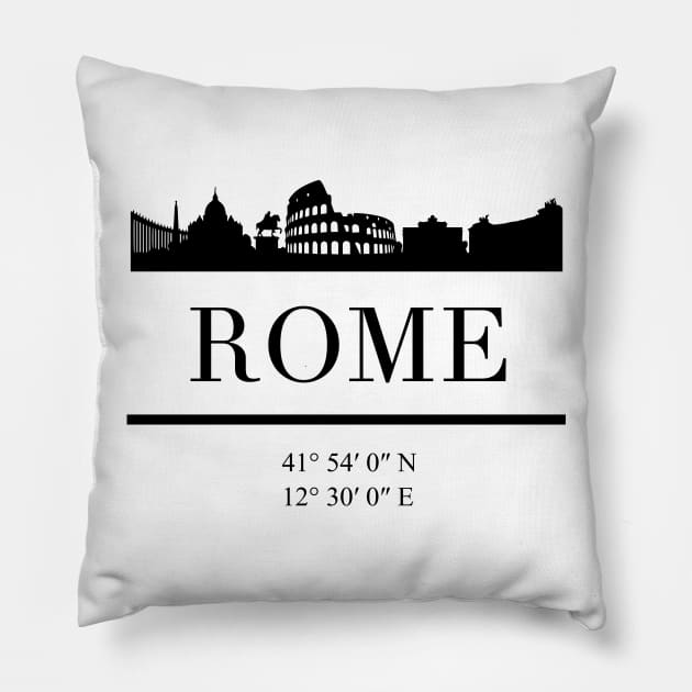 ROME ITALY BLACK SILHOUETTE SKYLINE ART Pillow by deificusArt