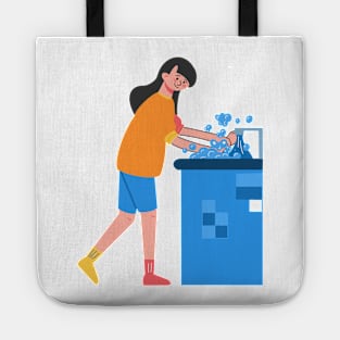 Hand Drawn "Woman Washing Hands" Tote