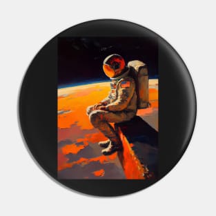 Spaceman - sitting on a rock looking out over a planet below Pin