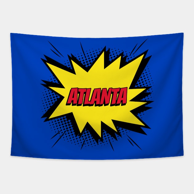 Atlanta comic kapow style artwork. Tapestry by Created by JR