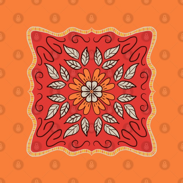 Tangerine and Watermelon Pink floral Provencal style design by FrancesPoff