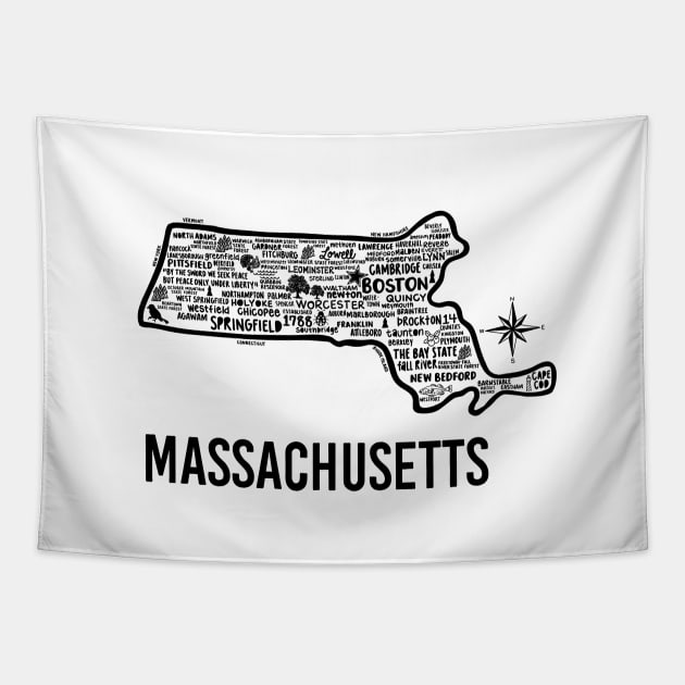 Massachusetts Map Tapestry by fiberandgloss