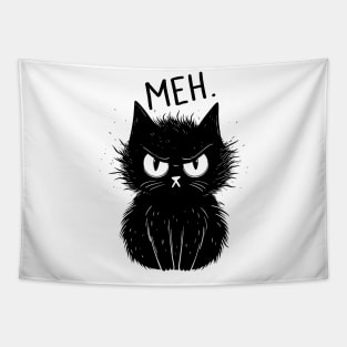 Funny Cat Meh Meow Black Cat Tapestry