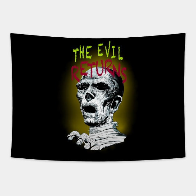 Comic Horror for halloween The Evil Returns Tapestry by MultistorieDog