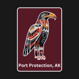 Port Protection Alaska Native American Indian American Red Background Eagle Hawk Haida T-Shirt