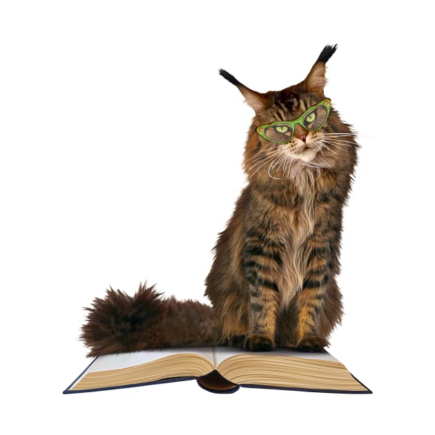 Angry Cat in Glasses Sits on Your Book by SirLeeTees