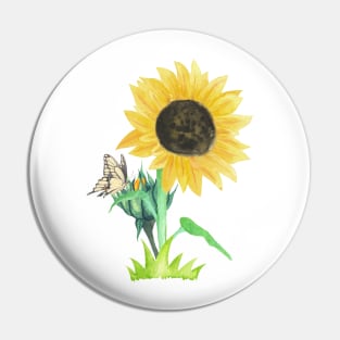 Sunflower and Butterfly Pin