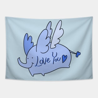 Blue Angel Elephant "Love You" Tapestry