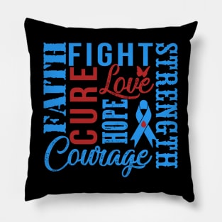 Diabetes Awareness T-Shirt Fight Faith Hope Love Cure Courage Strength Pillow