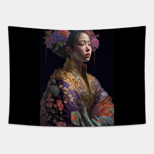 Geisha in floral kimono Tapestry