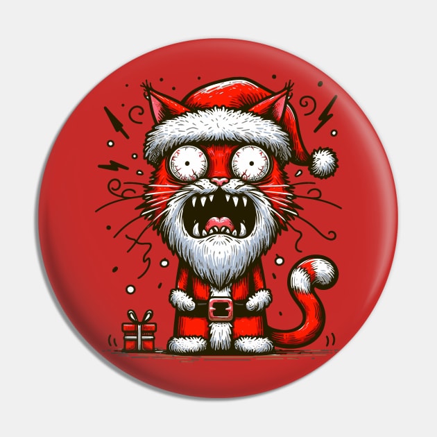 Crazy screaming Santa cat Pin by AnnArtshock