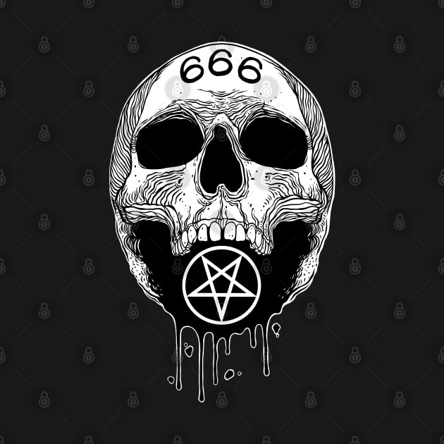 666 skull pentagram by OccultOmaStore