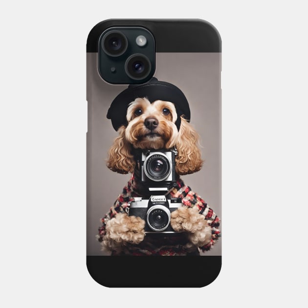 Bad AI photographer dog | Cockapoo Dog T-Shirt Phone Case by Rainbow Kin Wear