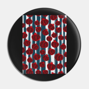 pomegranates on teal stripes Pin