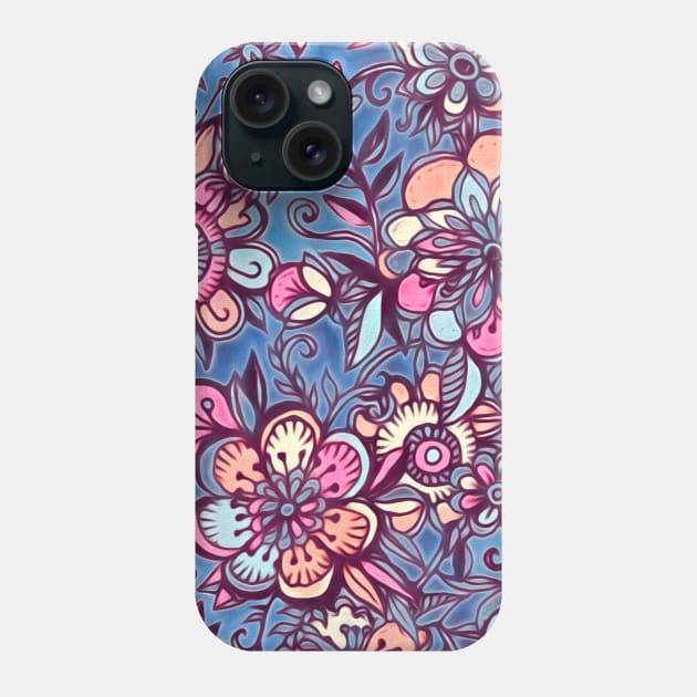 Sweet Spring Floral - soft indigo & candy pastels Phone Case by micklyn