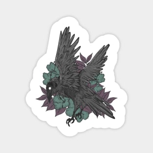 Crow and flowers Magnet