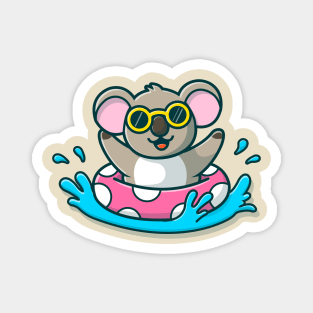 Cute Koala Floating With Swimming Tires Magnet