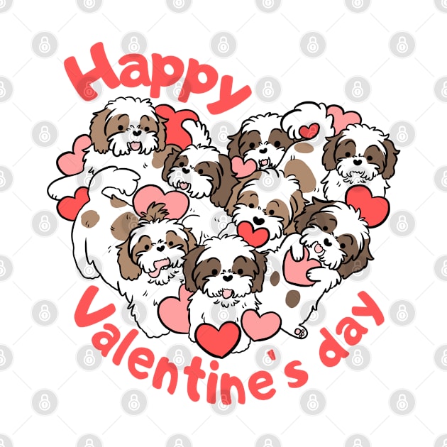 Happy valentines day cute shih tzu heart gift for valentines day by Yarafantasyart