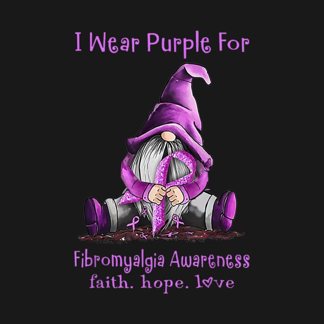 I Wear Purple For Fibromyalgia Awareness Gnome by sousougaricas