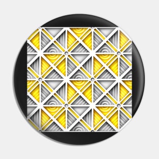 Yellow and Gray Geometric Pattern with 3d Effect, Square Motifs Pin