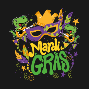 Mardi Gras Cute T Rex sings T-Shirt