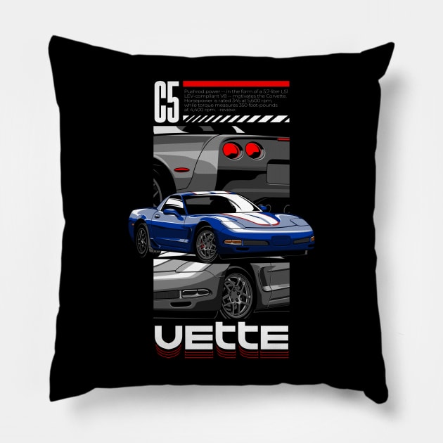 Blue Corvette C5 Pillow by aredie19