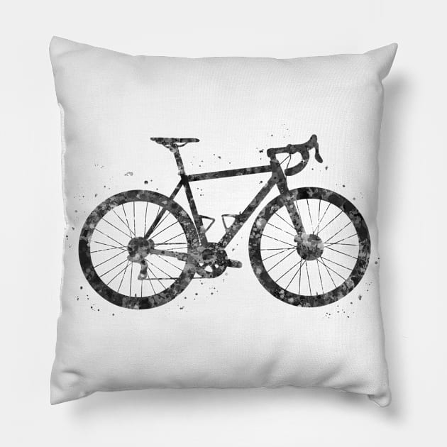 Road bike black and white Pillow by Yahya Art